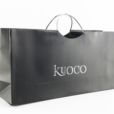 Sacos de papel personalizados SGS personalizados impressos pretos luxuosos sacos de presente de papel com alças
