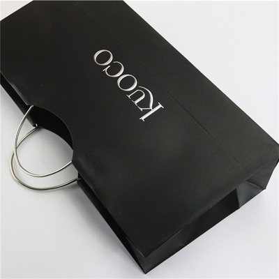 Sacos de papel personalizados SGS personalizados impressos pretos luxuosos sacos de presente de papel com alças
