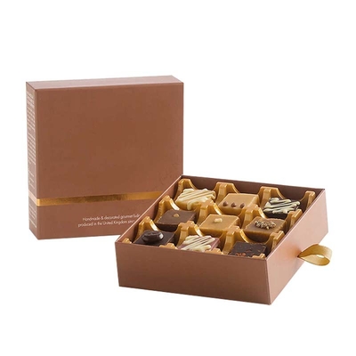 Caixa de papelão rígida de chocolate Nine Grids grau alimentício Gaveta com várias grades Caixa de armazenamento