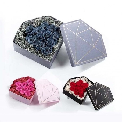 Caixa de flor de diamante com impressão personalizada FSC dourada com estampagem a quente caixa de diamante rosa