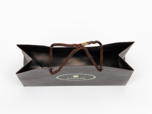 Sacos de papel personalizados com revestimento fosco Sacos de papel para compras de chocolate marrom