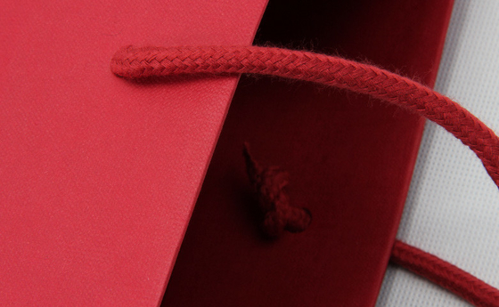 4C 6C Sacos de papel para vestuário com impressão offset deslumbrantes sacos de presente de papel vermelho com alças