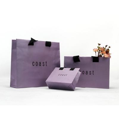 Conjunto de sacolas de compras de roupas de papel iridescente profissional personalizadas