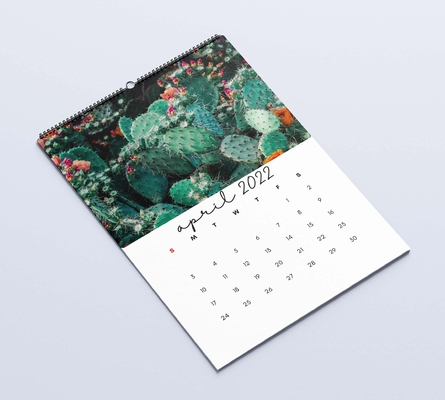 Impressão de calendário de mesa com laminação fosca 600-1000gsm Calendários de parede mensais