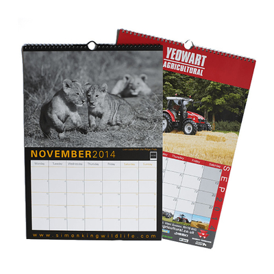 Impressão de calendário em papel artístico C2S de vários tamanhos 128 g/m² 157 g/m² 190 g/m² 210 g/m²