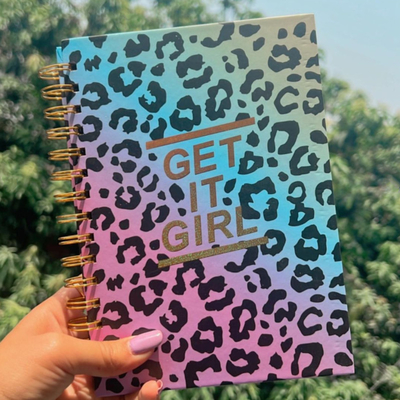 Caderno espiral de 300 páginas impressão etiqueta privada A5 A4 caderno holográfico
